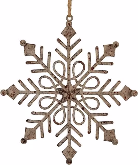 KDMK Rustic Geometric Snowflake Pendant Ornament in Brown Metal