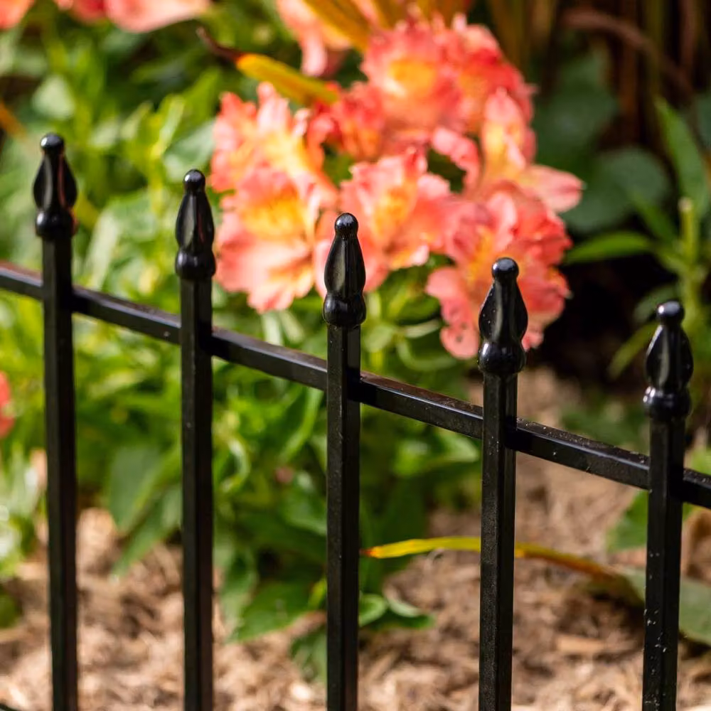FLAVORA Clarence Finial Metal Garden Border, Black, W: 100 cm, H: 15 cm – 4
