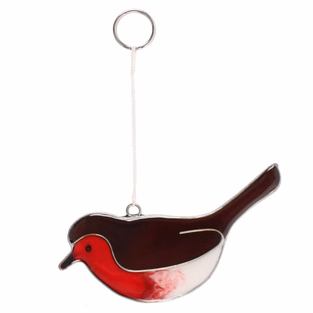 Uniqueful Robin Bird Glass Suncatcher in Multicolour and Red – 2
