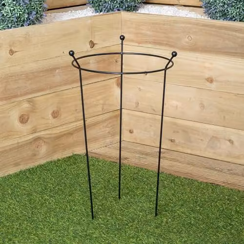 Samuel Alexander 2 Pack of Heavy Duty Black Steel Herbaceous Garden Plant Support Rings, W: 35 cm, H: 60 cm – 2