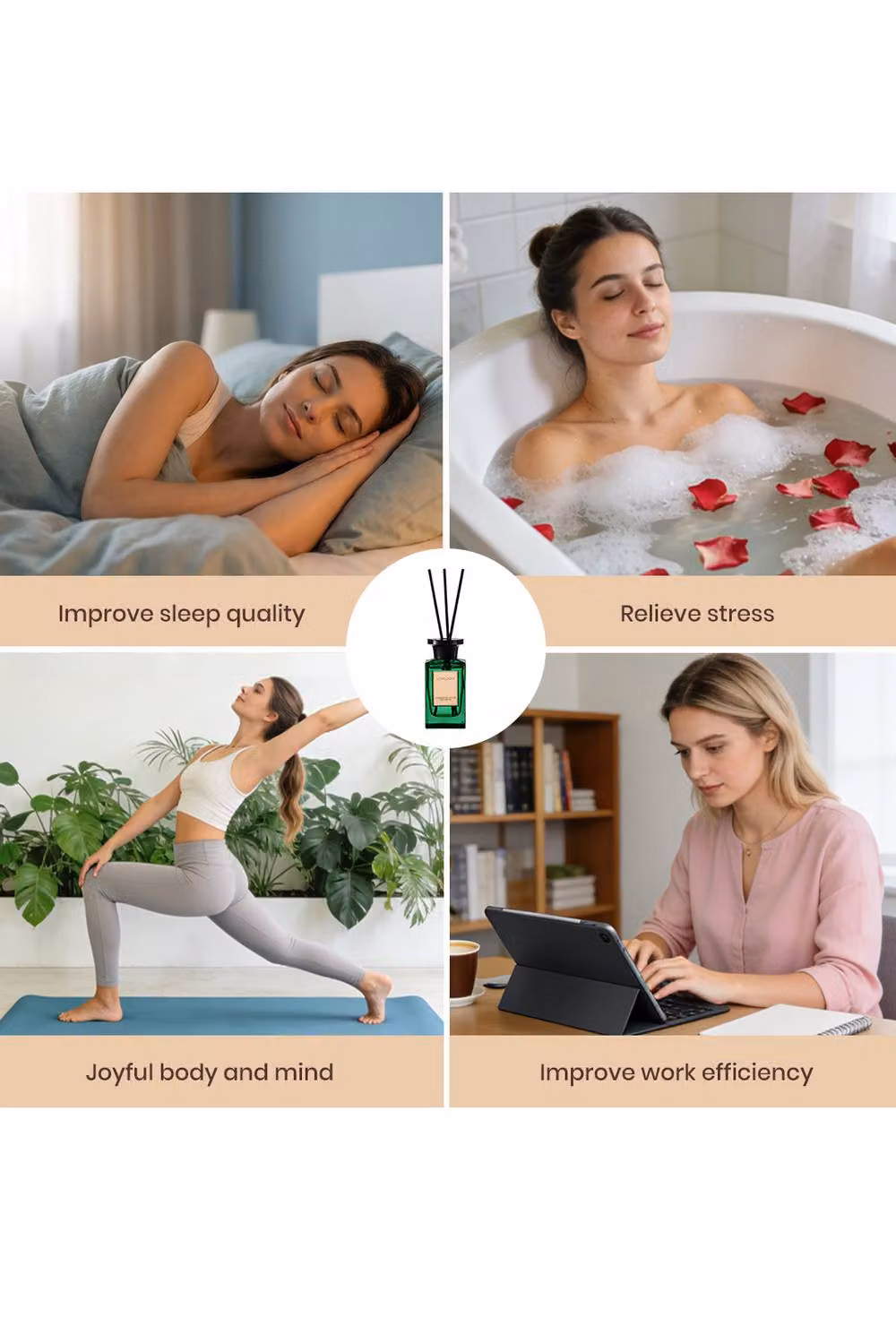 Living and Home Oriental Woody Scent Reed Diffuser Set, 150ml, Green – 5