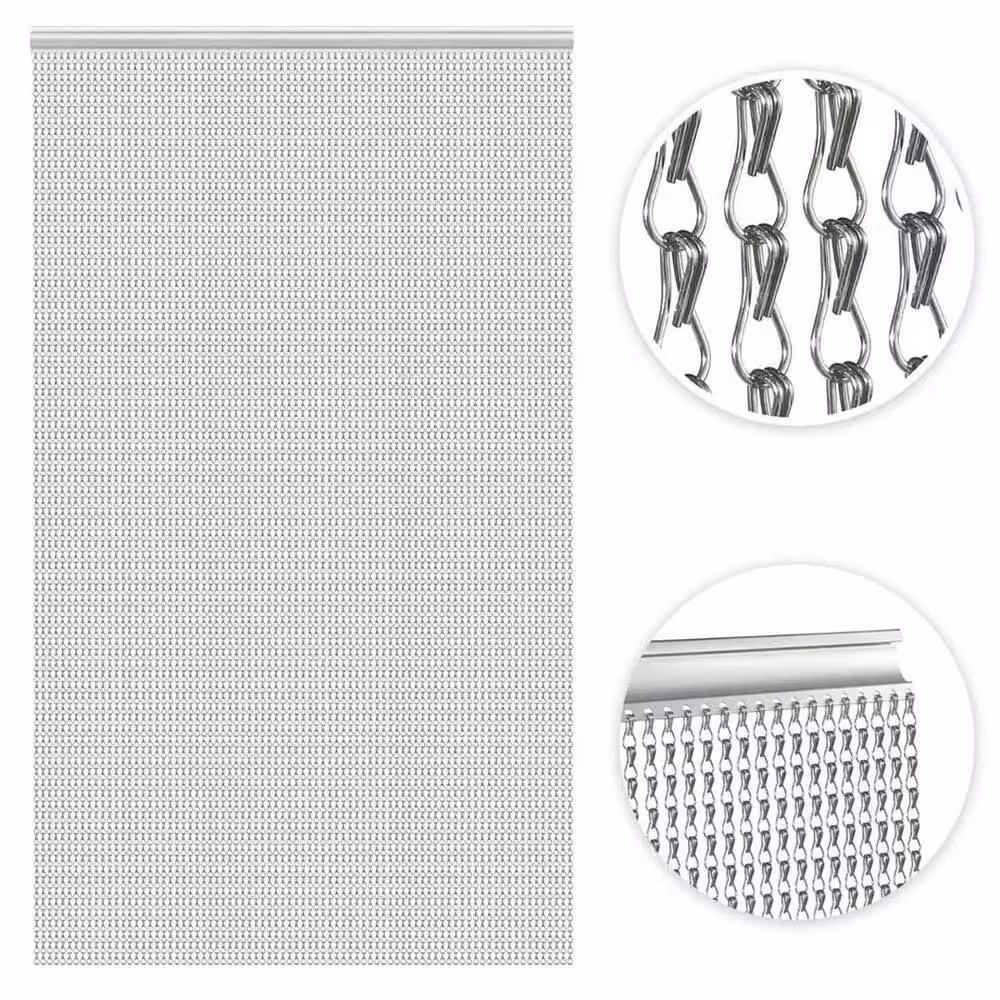 FLAVORA Aluminium Chain Link Door Curtain in Silver, W/H: 90 x 210 cm – 4