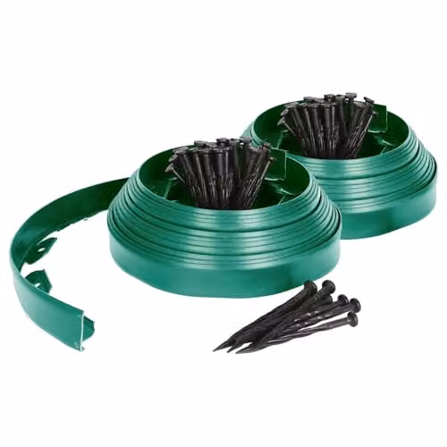 Harbour Housewares 20m Flexible Plastic Lawn Edging in Green with 80 Pegs