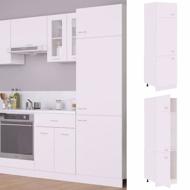 Berkfield Home White Refrigerator Appliance Housing Unit with Hinged Doors, W/D/H: 60 x 57 x 207 cm