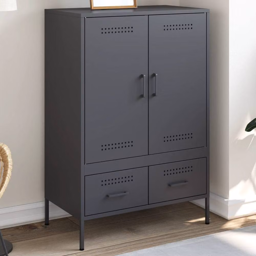 Berkfield Home Industrial Steel Highboard in Anthracite, W/D/H: 68 x 39 x 101.5 cm – 2