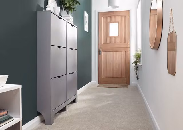 GFW Modern Grey Narrow 6 Drawer Shoe Cabinet with Push to Open Tilting Compartments