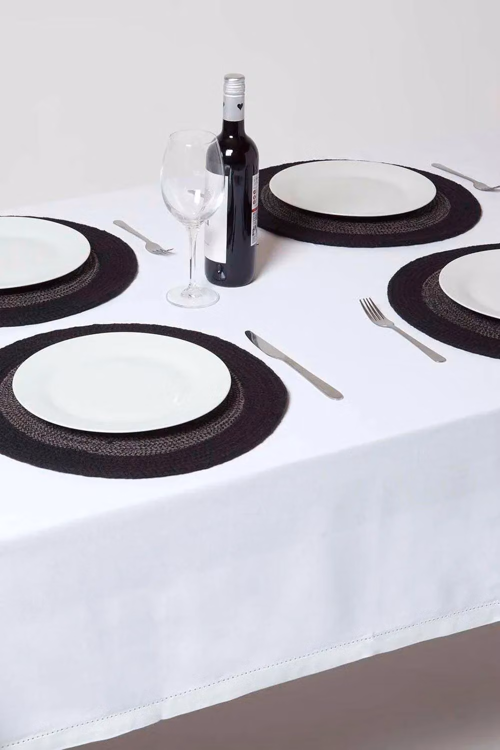 Homescapes Set of 4 Handwoven Black and Grey Cotton Round Placemats, Diameter: 40 cm – 5