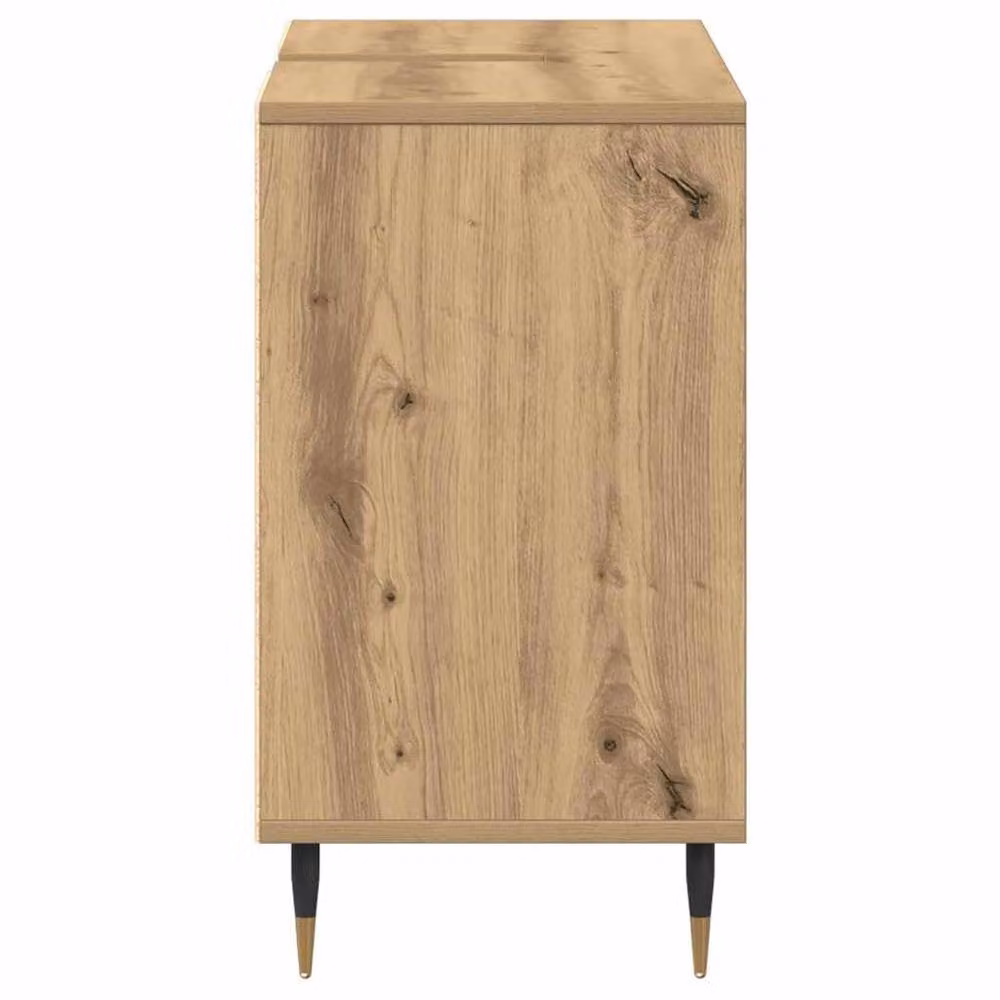 Berkfield Home Artisan Oak MDF Rectangular Freestanding Vanity Unit in Brown – 3