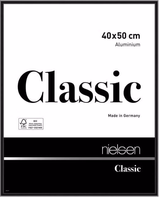 Nielsen Design Classic Single Rectangular Picture Frame in Black with Metal and Glass Front, W: 40 cm, H: 50 cm