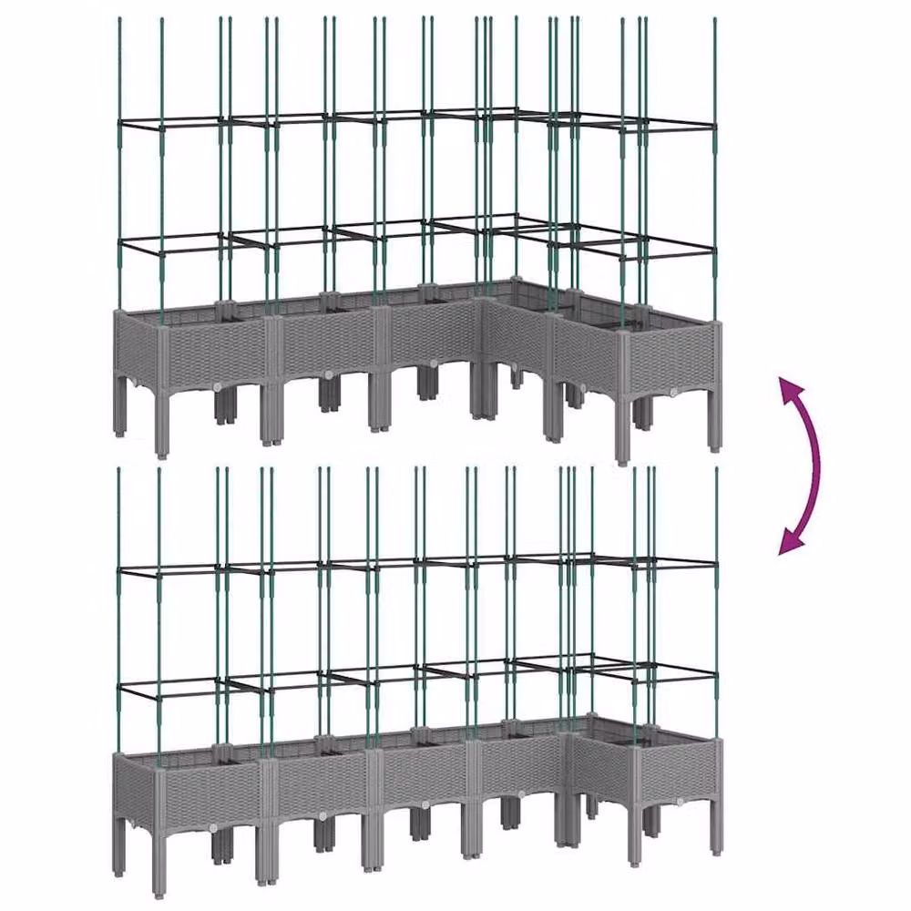 Berkfield Home Garden Planter with Trellis, Light Grey, W: 120 cm, D: 120 cm, H: 142.5 cm – 3