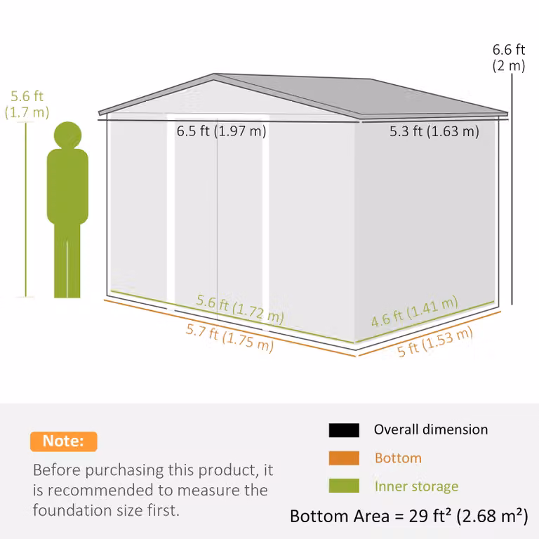 OUTSUNNY Gable Garden Shed with Sliding Doors in Brown Wood Effect, W/D/H: 200 x 175 x 153 cm