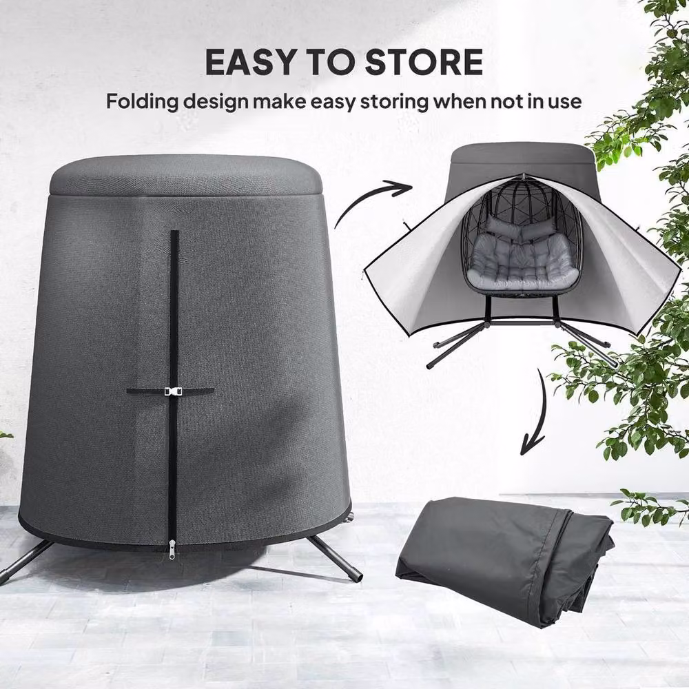 EONLION Water Repellent Hanging Egg Chair Cover in Grey, Diameter: 100 cm – 3