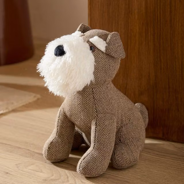 Make It Home Schnauzer Dog Herringbone Door Stop in Brown