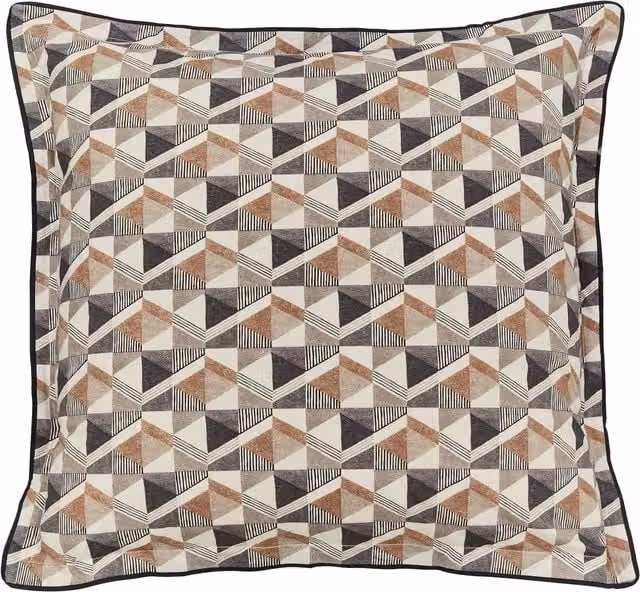 Bedeck of Belfast Harun Pair of Square Oxford Pillowcases, Anthracite and Beige Cotton Percale