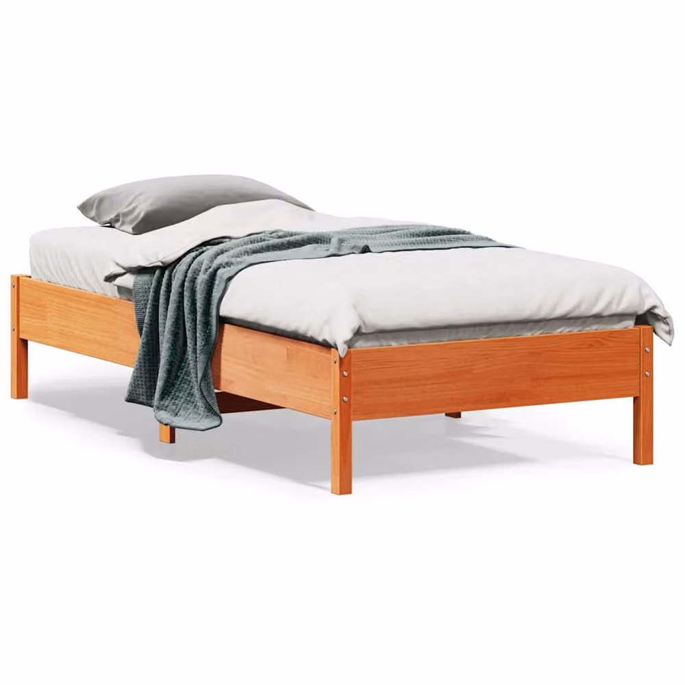 Berkfield Home Beautiful Single Bed Frame in Waxed Brown Solid Pine, W/D/H: 190 x 90 x 36.5 cm – 2
