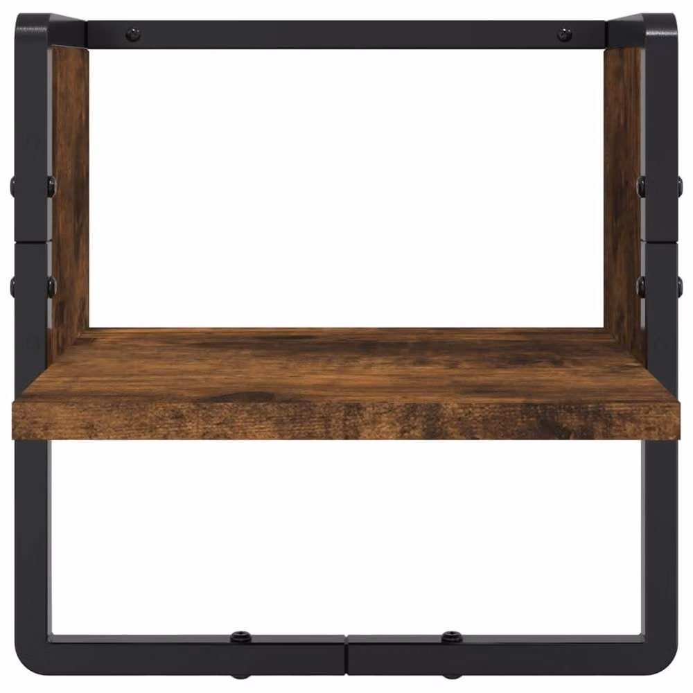 Berkfield Home 6 Piece Wall Mounted Shelf Set with Hanging Rods in Smoked Oak Brown – 3