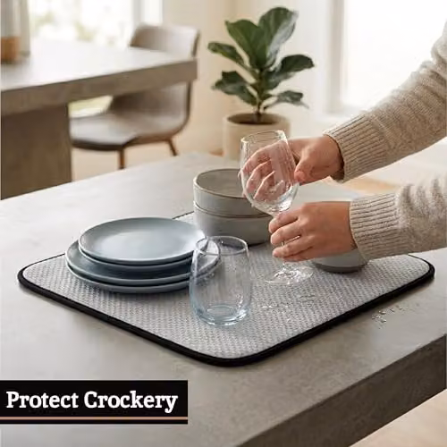Premier Housewares Grey Rectangular Water Absorbent Dish Drying Mat – 4
