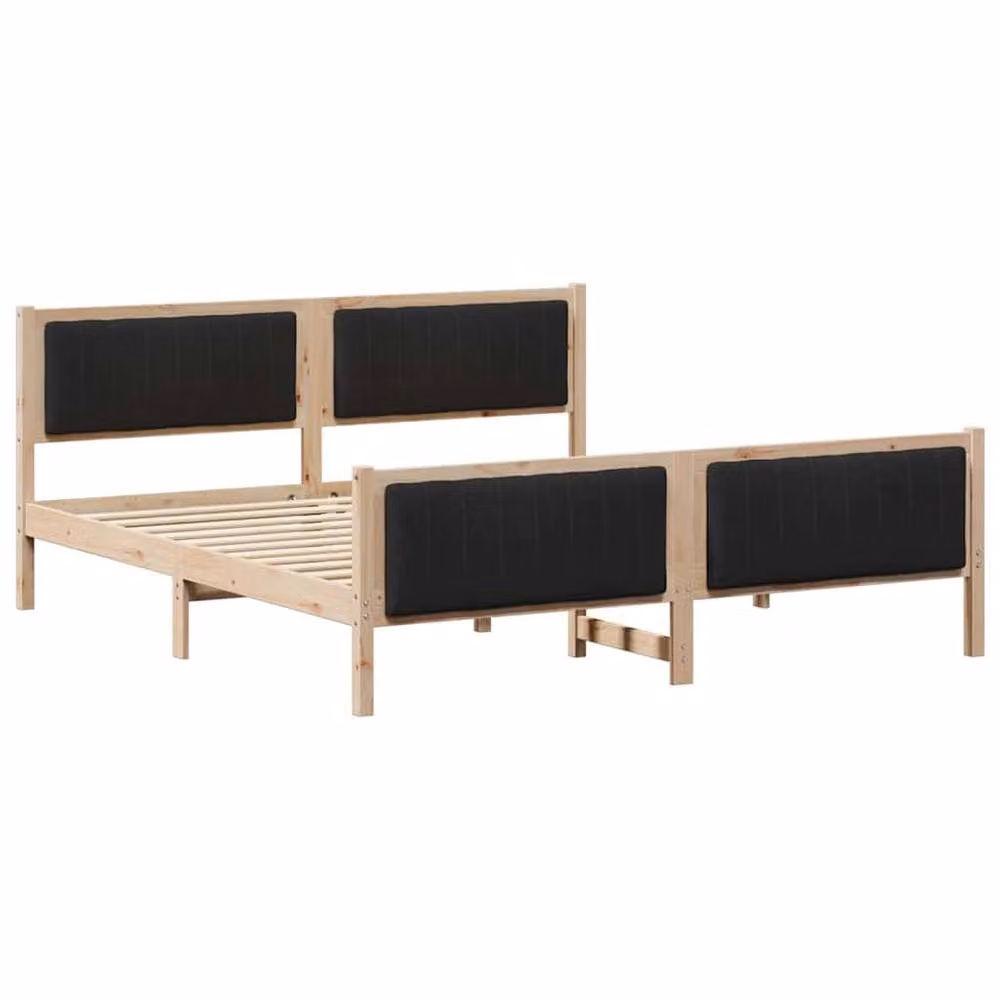 Berkfield Home Solid Pine Wood Bed Frame in Brown and Black, W/D/H: 180 x 200 x 85.5 cm – 2