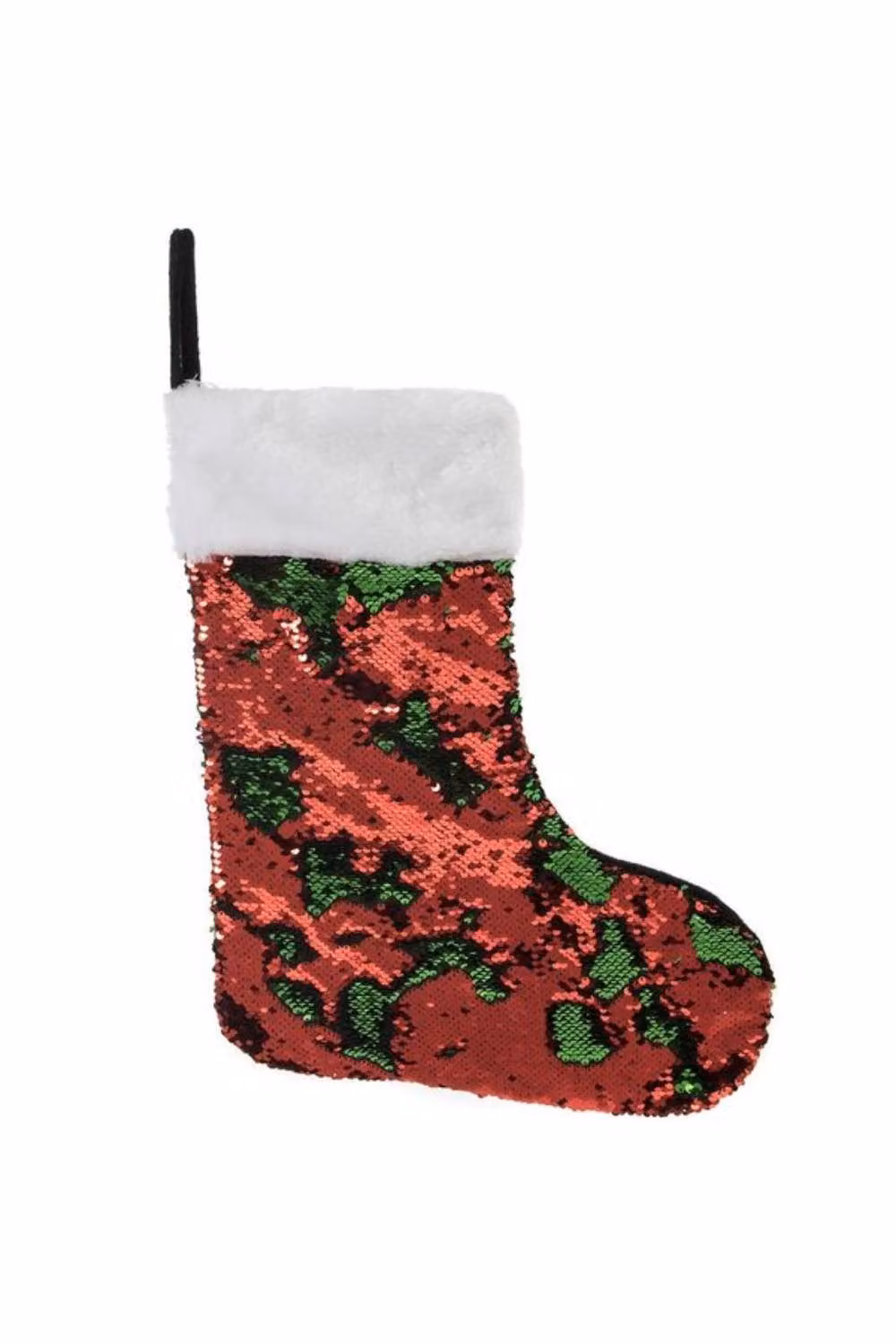 KDMD Sequin Christmas Hanging Stocking in Red and Green – 2