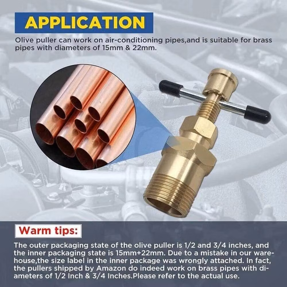 SPETLEK Gold Brass Plumbers Olive Puller Removal Tool for 15-22mm Gas Pipes – 3