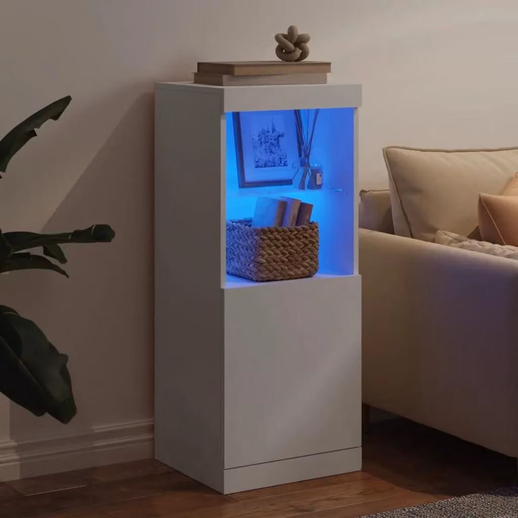 Berkfield Home Modern White Sideboard with Integrated LED Lighting, W/D/H: 41 x 37 x 100 cm – 3
