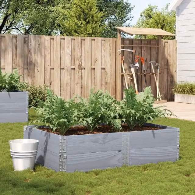 Berkfield Grey Wooden Raised Bed Planter with Galvanised Steel, W/D/H: 150 x 100 x 100 cm – 1