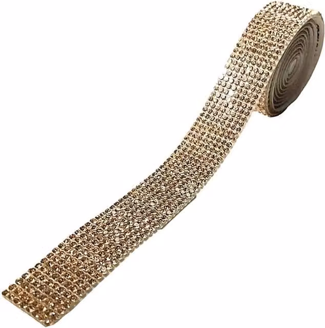 Syntego Rose Gold Sparkly Self Adhesive Rhinestone Roll, 1 Yard