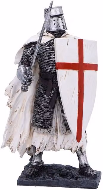 Nemesis Now Take Up Arms Medieval Knight Figurine in White and Red, Height: 18.5 cm