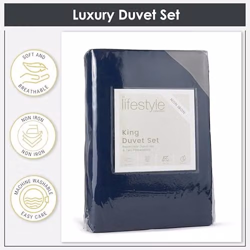 Voltico Reversible Microfibre Duvet Cover and Pillowcase Set in Blue and Grey – 5