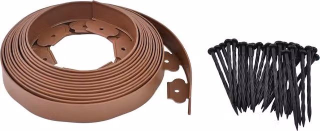 Garden Gear Flexible and Durable Plastic Garden Border Edging in Brown