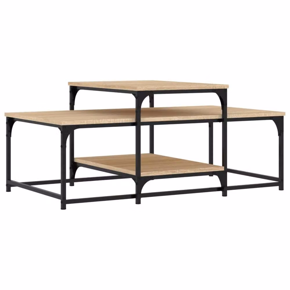 Berkfield Home Sonoma Oak Decorative Coffee Table in Beige, W/D/H: 102 x 60 x 45 cm – 3