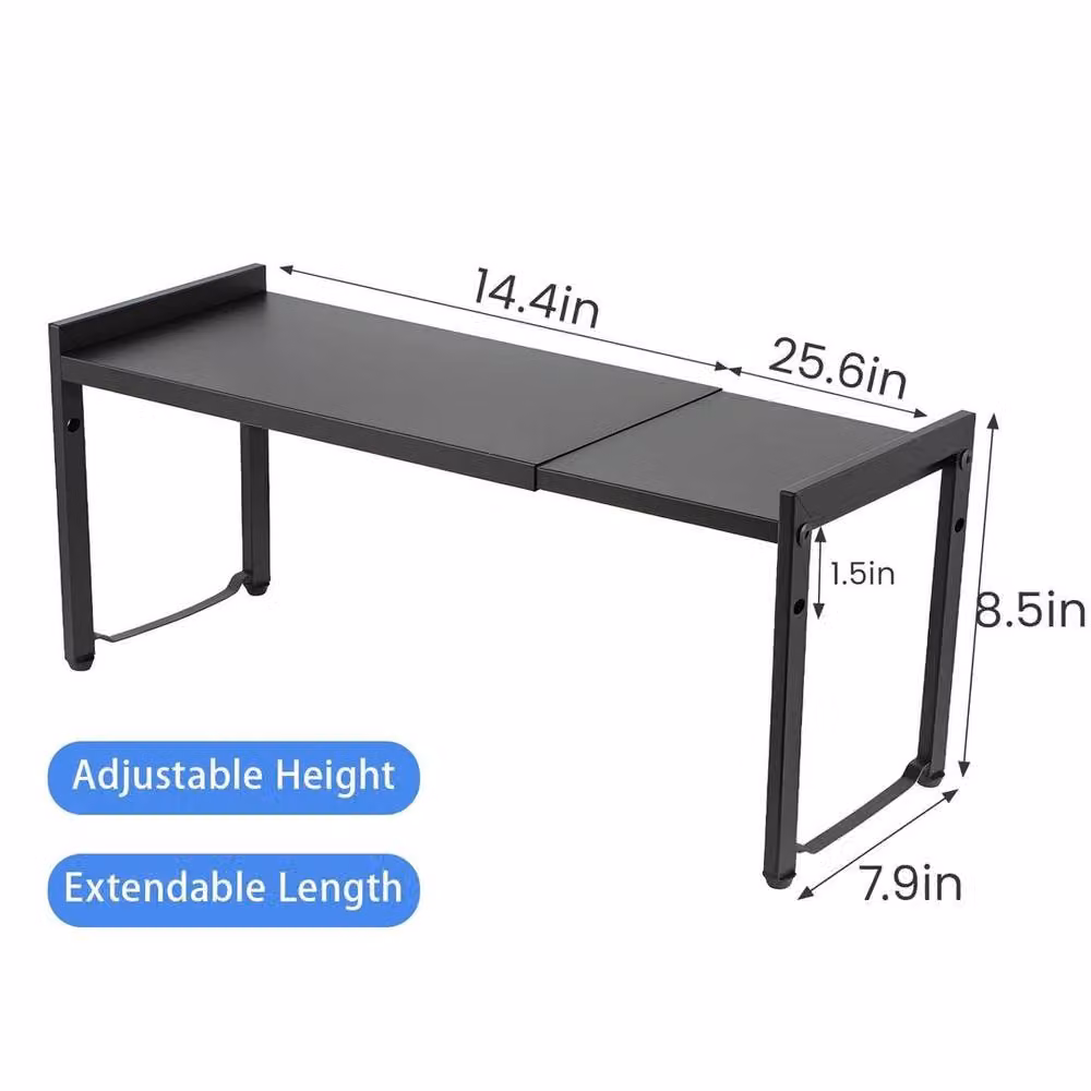EONLION Black Metal Kitchen Shelf Organiser and Stackable Spice Rack, Width: 100 cm – 2