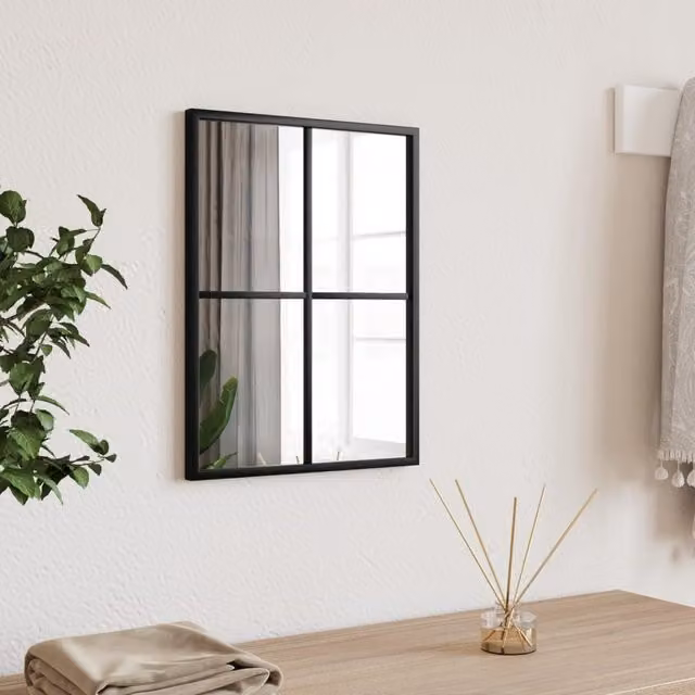 Berkfield Home Minimalist Rectangular Wall Mirror in Black, W: 30 cm, H: 40 cm
