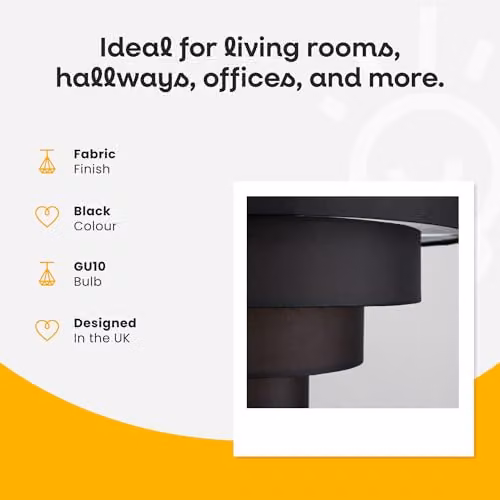 MiniSun Set of 2 Modern Black Fabric Cylinder Ceiling Pendant Light Shades, Shade Width: 40 cm – 5