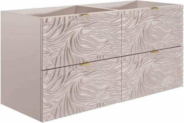 Vente-unique Rinarel Textured Suspended Bathroom Vanity in Beige and Gold with LED Lighting, W: 120 cm, D: 60 cm, H: 46 cm – 1