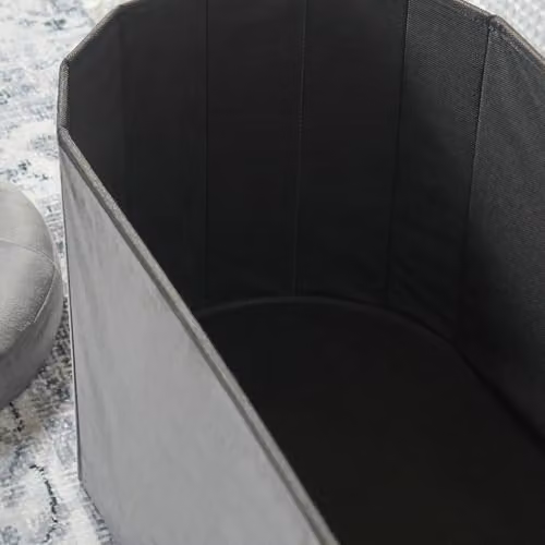 OHS Matte Velvet Rectangular Ottoman Storage Bench in Grey, W/D/H: 80 x 40 x 40 cm – 2