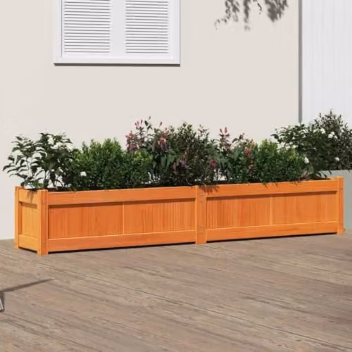 vidaXL Waxed Brown Pine Wood Garden Planter Tub W/D/H: 180 x 31 x 31 cm – 2