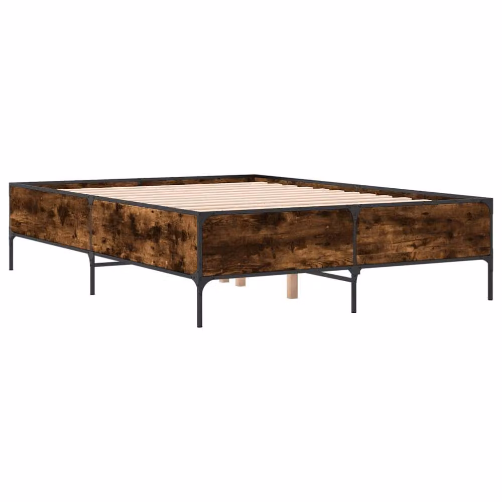 Berkfield Home Smoked Oak Bed Frame in Brown, W/D/H: 140 x 200 cm – 3