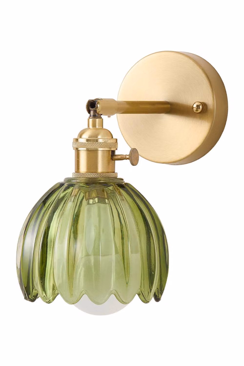 Living and Home Rechargeable LED Wall Lamp with Remote Control, RGB Colours and Vintage Glass Dome in Green and Gold/Brass, H 17.5 cm x W 11.5 cm x D 17.5 cm – 3