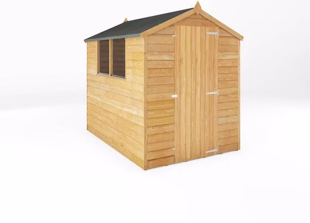 Waltons Wooden Overlap Apex Roof Garden Storage Shed with Window and Single Door, Brown, W: 160.3 cm, D: 213.36 cm, H: 191.9 cm – 2