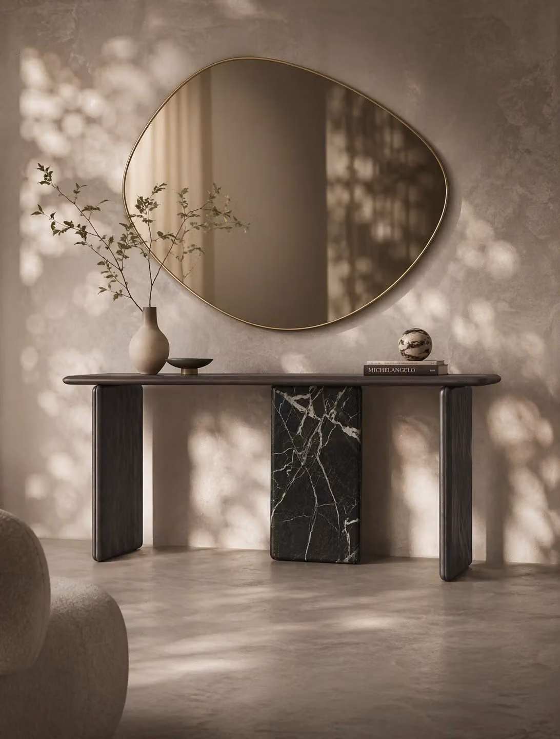 Tommy Franks Libre Modern Marble Console Table in Brown, Grey or Black, W/D/H: 180 x 38 x 75 cm