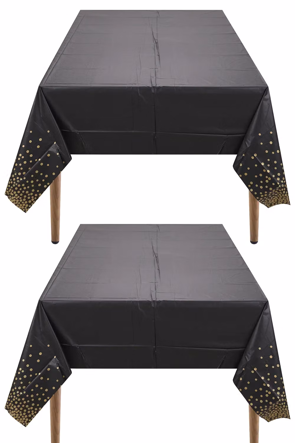 Neel Blue Glamour Dotted PVC Rectangular Tablecloth in Blue, Black and Gold, W: 137 cm, L: 274 cm – 6