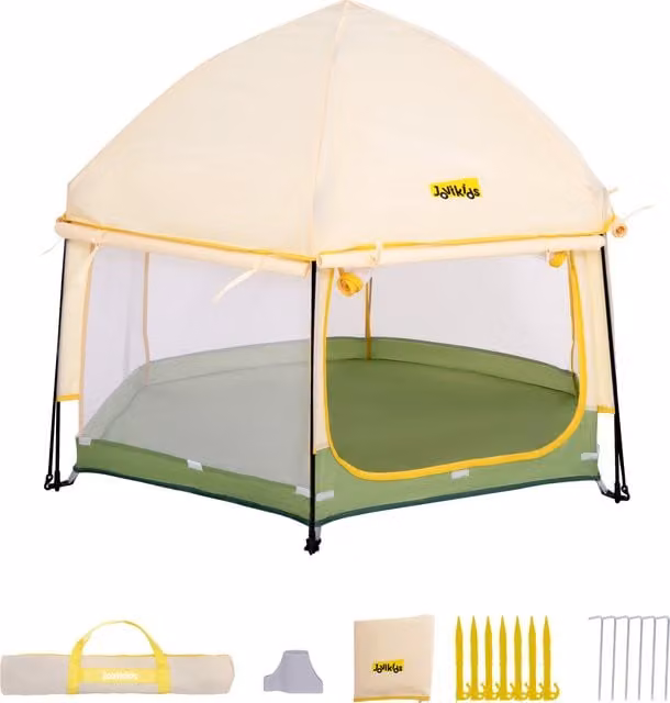 Aosom UK Pop-Up Baby Playpen with Removable Canopy and Breathable Mesh, Green, W: 150 cm, D: 150 cm, H: 105 cm – 1