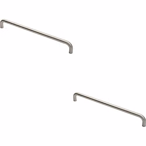 Loops 2-Pack Round D Bar Pull Handles in Brushed Silver Stainless Steel, W: 469 mm, D: 19 mm, Fixing Centres: 450 mm