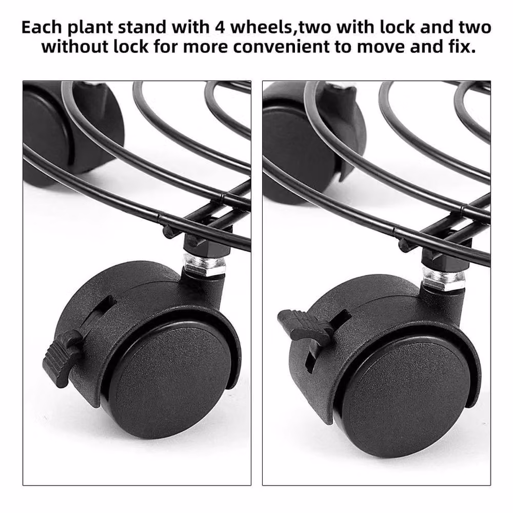 SPETLEK 3-Piece Metal Pot Stand Caddy Holder in Black, 27 cm – 5