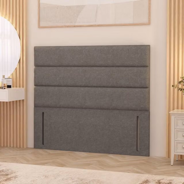 Somnior Beds Ltd Horizona Small Double Floor Standing Upholstered Headboard in Silver Linen Fabric