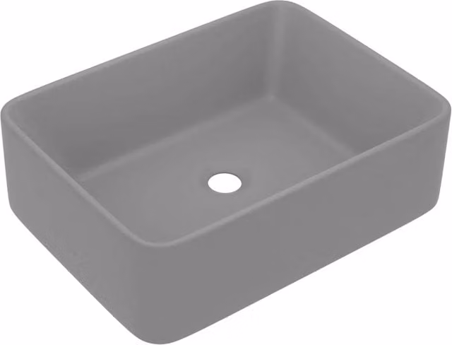 Berkfield Home Luxury Ceramic Countertop Wash Basin in Matt Light Grey, W: 41 cm, D: 30 cm, H: 12 cm – 1