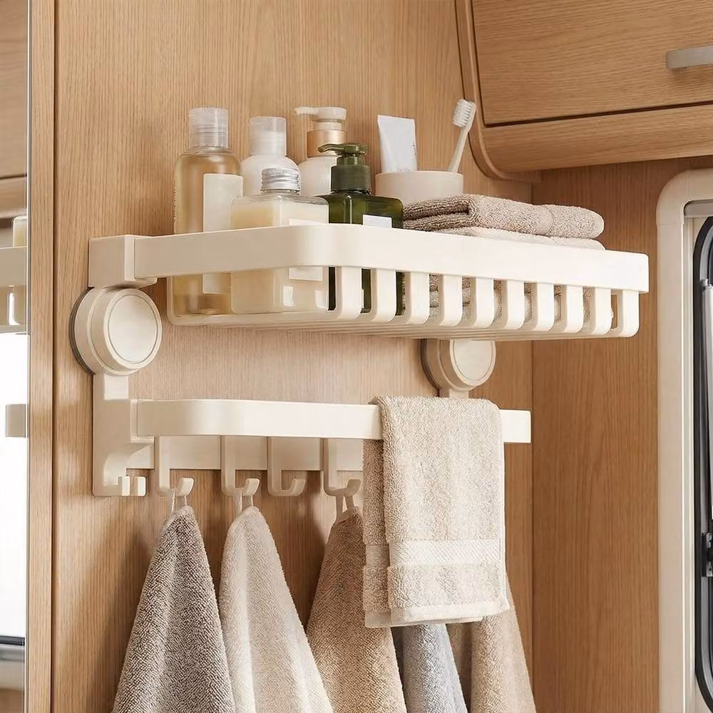 Havendro Foldable Wall Towel Bar with Suction Cup, White, Width: 60 cm – 2