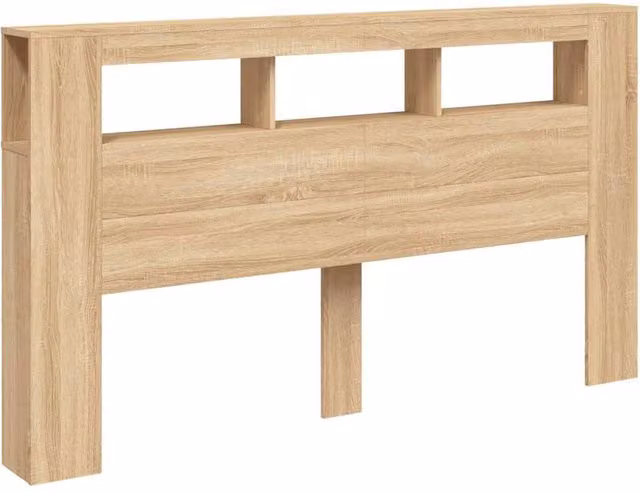 Berkfield Home LED Headboard in Sonoma Oak, Beige, W: 180 cm, D: 18.5 cm, H: 103.5 cm – 1