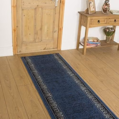 runrug Ethnic Tribal Hallway Runner Rug in Blue, W/D: 60 x 390 cm – 1
